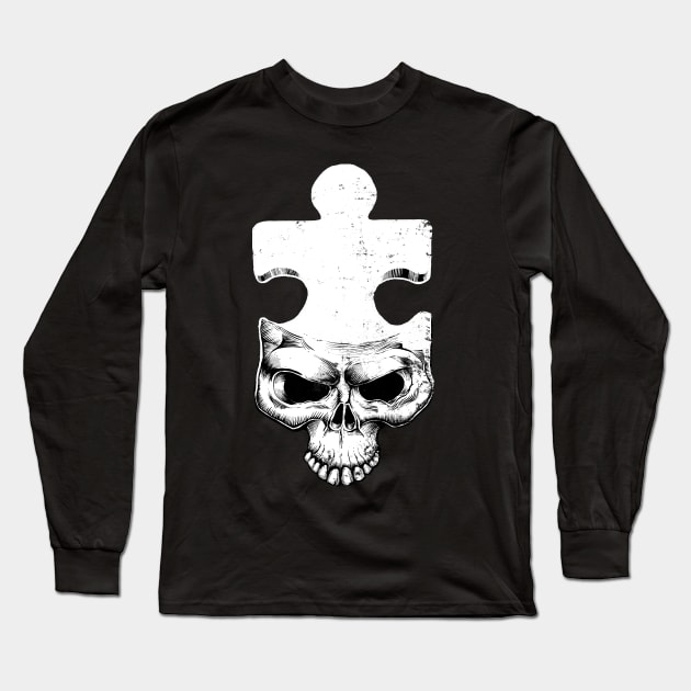 Skull Puzzle Philosopher Long Sleeve T-Shirt by Black Tee Inc